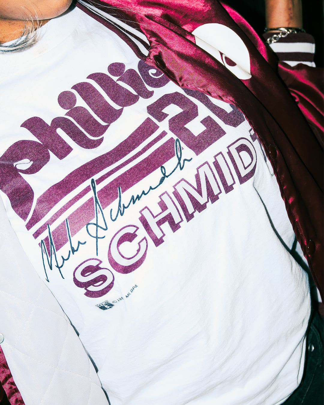 Vintage 1989 Philadelphia Phillies Mike Schmidt Nutmeg Mills T-Shirt