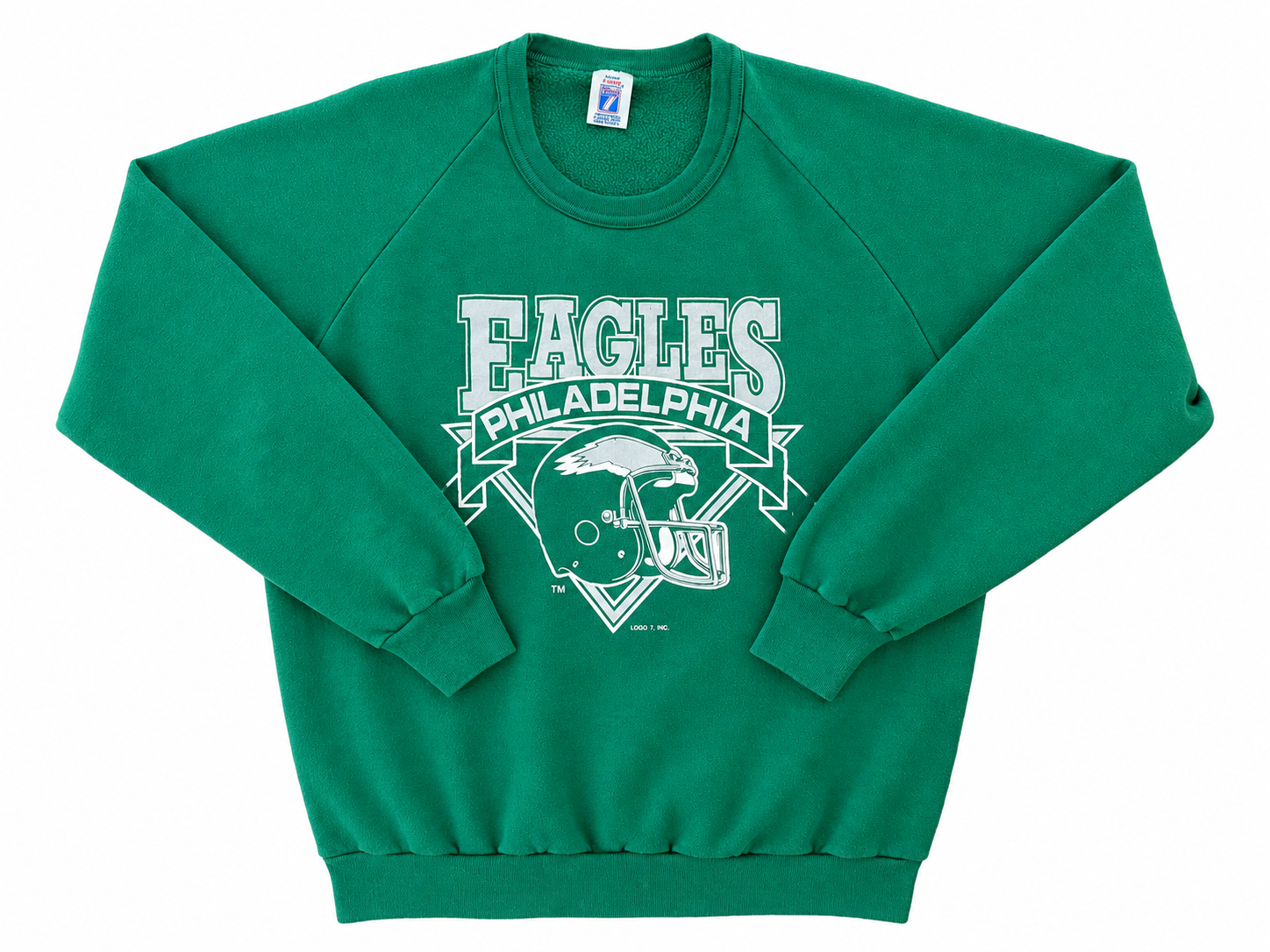 Vintage 1990s Philadelphia Eagles Kelly Green Logo 7 Sweatshirt
