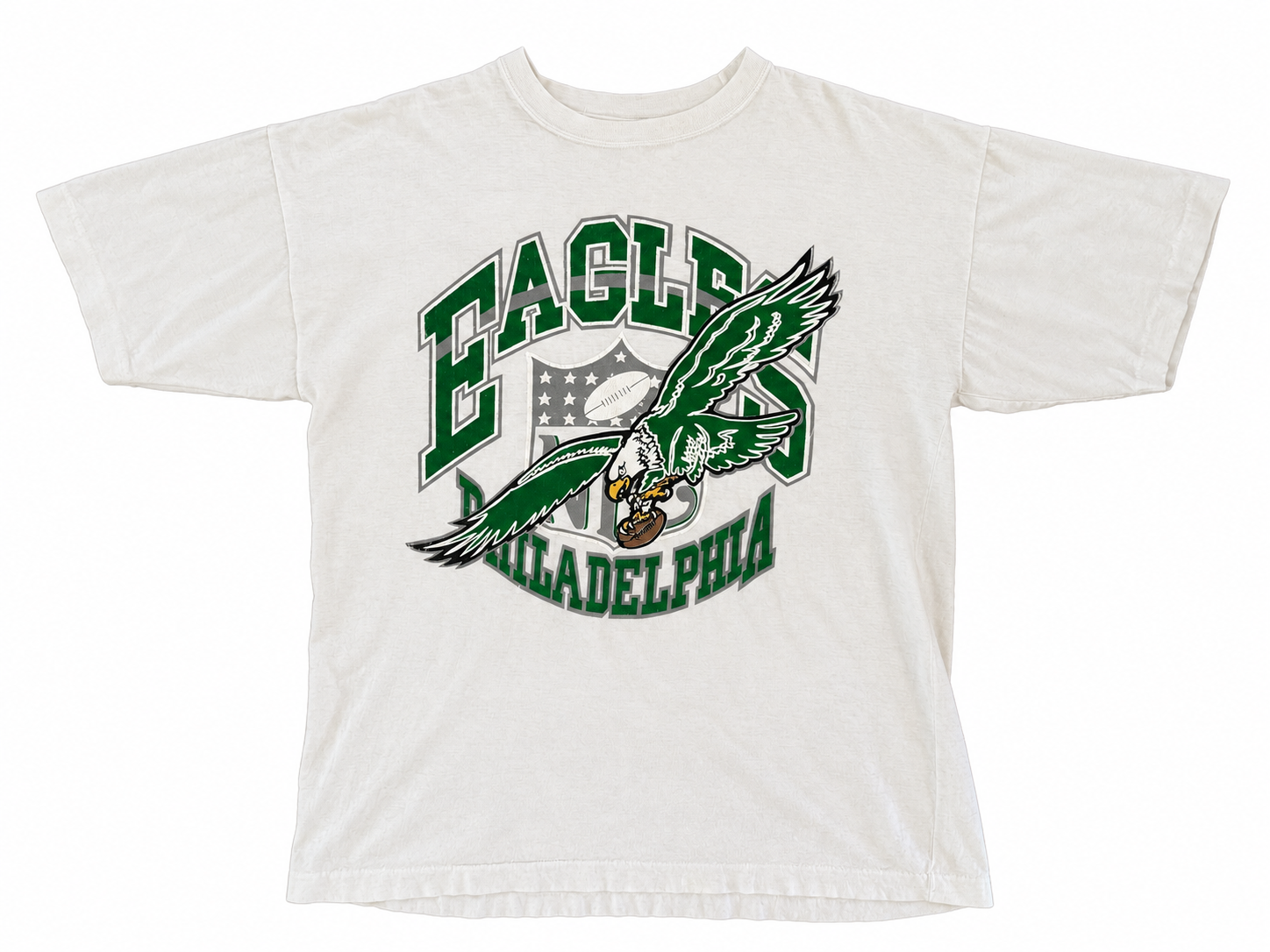 Vintage 1990s Philadelphia Eagles White Single Stitch T-Shirt